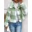 Plaid Pattern Button Front Teddy Coat - Women's Long Sleeve Winter Outwear