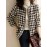 Women's Plaid Pattern Jacket - Elegant Crew Neck Open Front Long Sleeve Outerwear