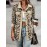 Leopard Print Button Plaid Jacket, Casual Flap Pockets Long Sleeve Jacket For Fall & Winter, Women's Clothing