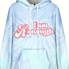 Men's Long Sleeve Letter Print, Hoodies Street Casual Sports And Fashionable With Kangaroo Pocket Sweatshirt, Suitable For Outdoor Sports, For Autumn And Winter, Fashionable And Versatile