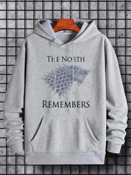 'Remember The North' Men's Graphic Hoodie - Casual Pullover Sweatshirt with Kangaroo Pocket for Spring and Fall