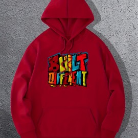 Colorful Letters Print Men's Pullover Hooded Sweatshirt for Autumn/Winter
