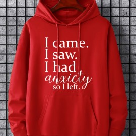 Letter Print Hoodie, Cool Hoodies For Men, Men's Casual Graphic Design Pullover Hooded Sweatshirt With Kangaroo Pocket Streetwear For Winter Fall, As Gifts
