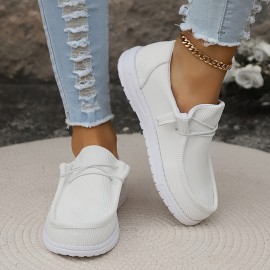 Women's Solid Color Casual Sneakers, Slip On Lightweight Soft Sole Walking Shoes, Low-top Comfort Daily Footwear