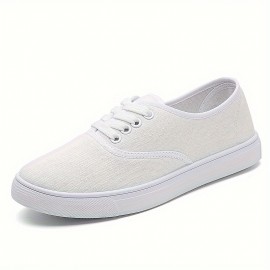 Chic Women's Canvas Sneakers - Lace-Up | Comfortable & Versatile Flat Design for Daily Wear and Walking