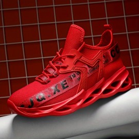 Men's Trendy Street Style Blade Type Sneakers, Comfy Non Slip Shock Absorption Shoes For Men's Outdoor Activities