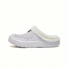 Men's Fashion Clogs, Slip-on Closed Toe Sandals, Soft Sole Walking Shoes With Lined Fuzz, Outdoor Garden Shoe For Autumn And Winter