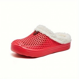 Men's Fashion Clogs, Slip-on Closed Toe Sandals, Soft Sole Walking Shoes With Lined Fuzz, Outdoor Garden Shoe For Autumn And Winter