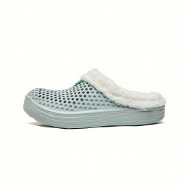 Men's Fashion Clogs, Slip-on Closed Toe Sandals, Soft Sole Walking Shoes With Lined Fuzz, Outdoor Garden Shoe For Autumn And Winter