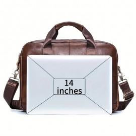 Men's Genuine Leather Business Briefcase - Large Capacity Laptop Messenger Bag with Multiple Compartments, Brown Top Grain Cowhide for Work & Travel, Laptop Bag